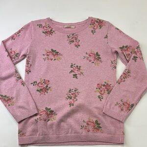 Mettle pink cotton floral lightweight floral romantic crew neck sweater Small